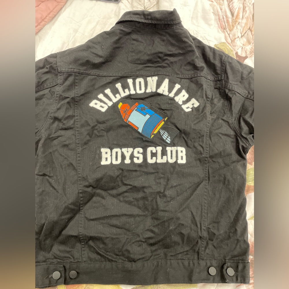 Billionaire Boys Club Black Denim (Explorer) Jacket with Colorful Rocket